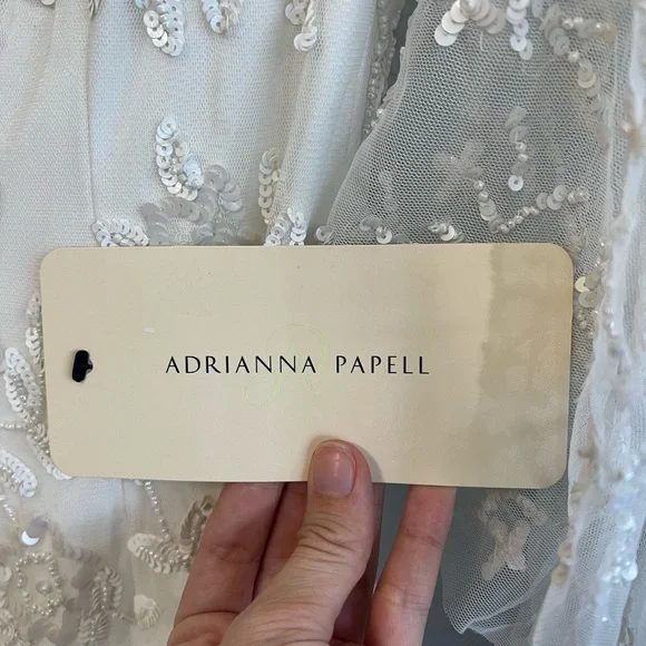 Adrianna Papell Off-Shoulder Sequin Beaded Floral Dress 3/4 Bell Sleeves NWT - Picture 5 of 16